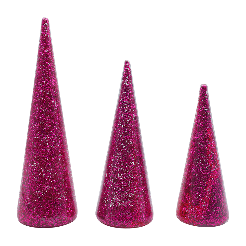 8×20/9×25/10×30cm 3-dijelni set božićnog drvca od svjetlucavog stakla s ugrađenim LED svjetlima