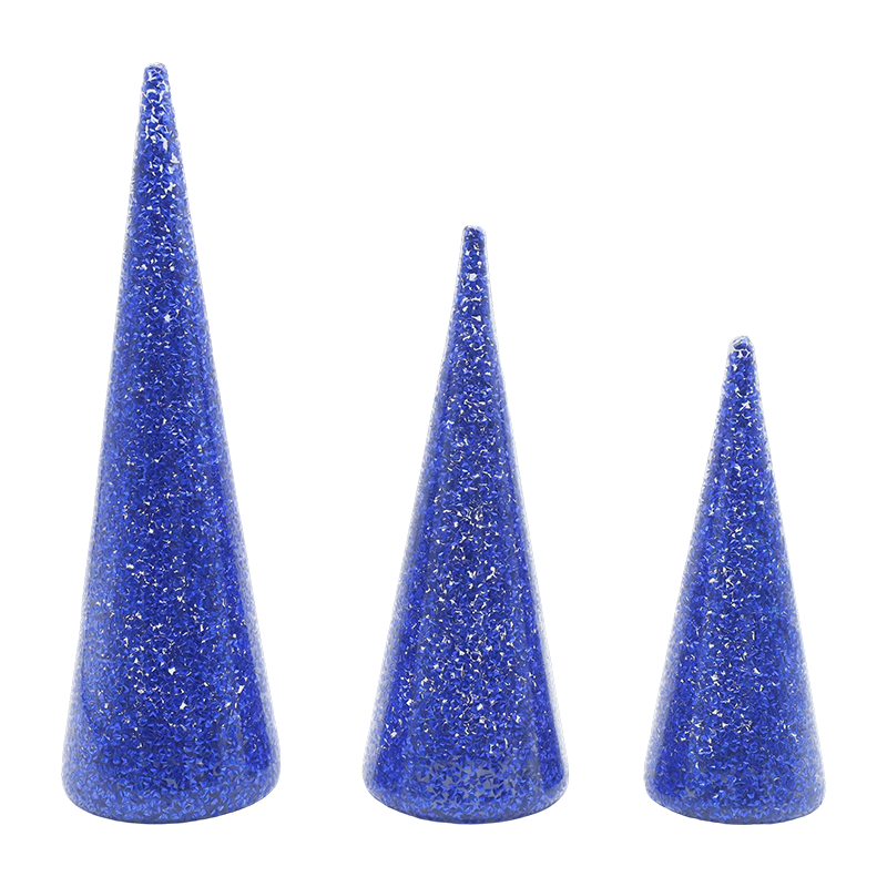 8×20/9×25/10×30cm 3-dijelni set božićnog drvca od svjetlucavog stakla s ugrađenim LED svjetlima