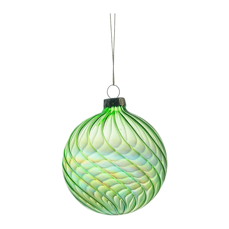8cm Iridescent Swirl Christmas Glass Bauble kuglica