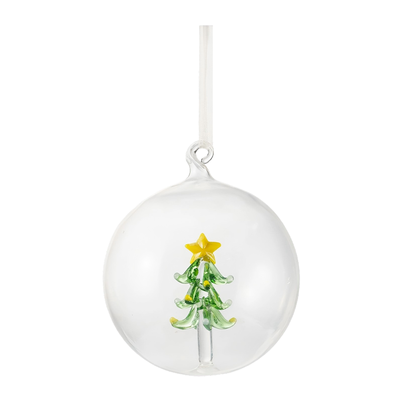 Set ručno puhanih božićnih staklenih ukrasa od 8 cm