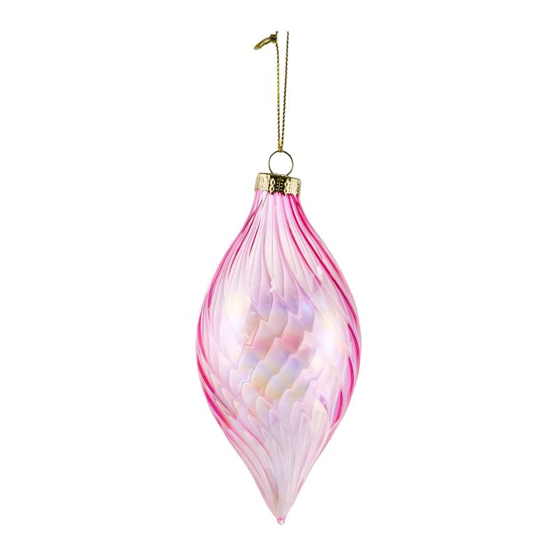 8cm Iridescent Swirl Christmas Glass Bauble kuglica