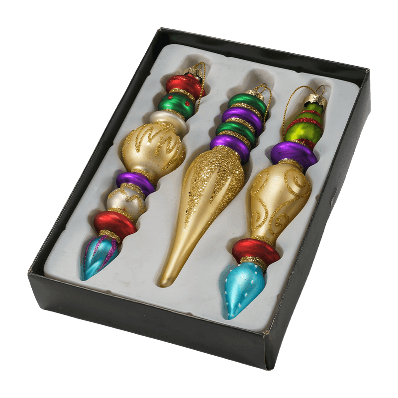 Set ručno puhanih božićnih staklenih ukrasa od 15 cm (3/4 komada)