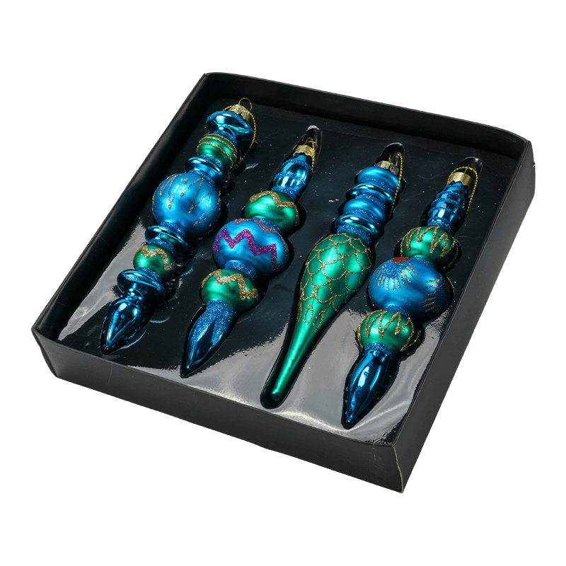 Set ručno puhanih božićnih staklenih ukrasa od 15 cm (3/4 komada)