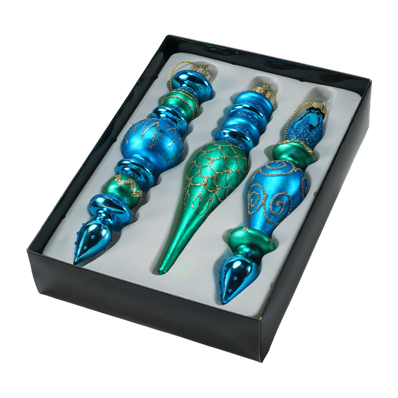 Set ručno puhanih božićnih staklenih ukrasa od 15 cm (3/4 komada)