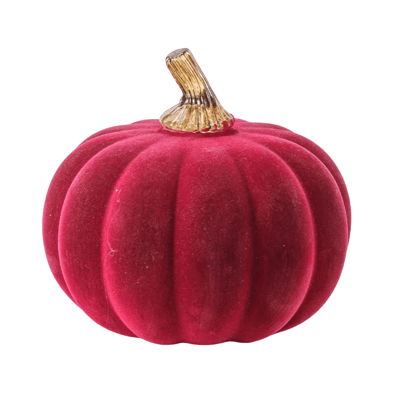 Velvet/Flocked Decorative Pumpkin with Glass Stem