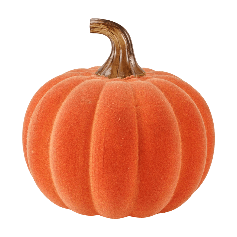 Velvet/Flocked Decorative Pumpkin with Glass Stem